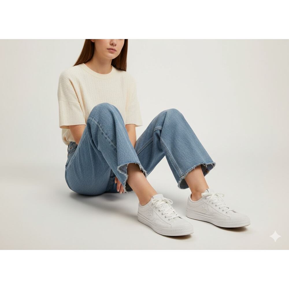 Converse Star Player 76 Low Top White Textured Sneakers - Mens 7 Womens 8.5 - Picture 2 of 11